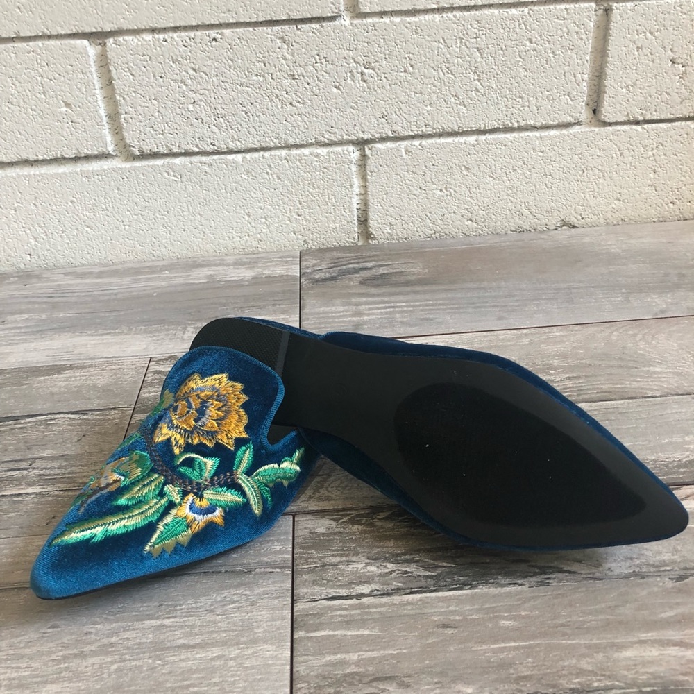 Peacock Floral Embroidered Slip on Mules - Picture 8 of 8